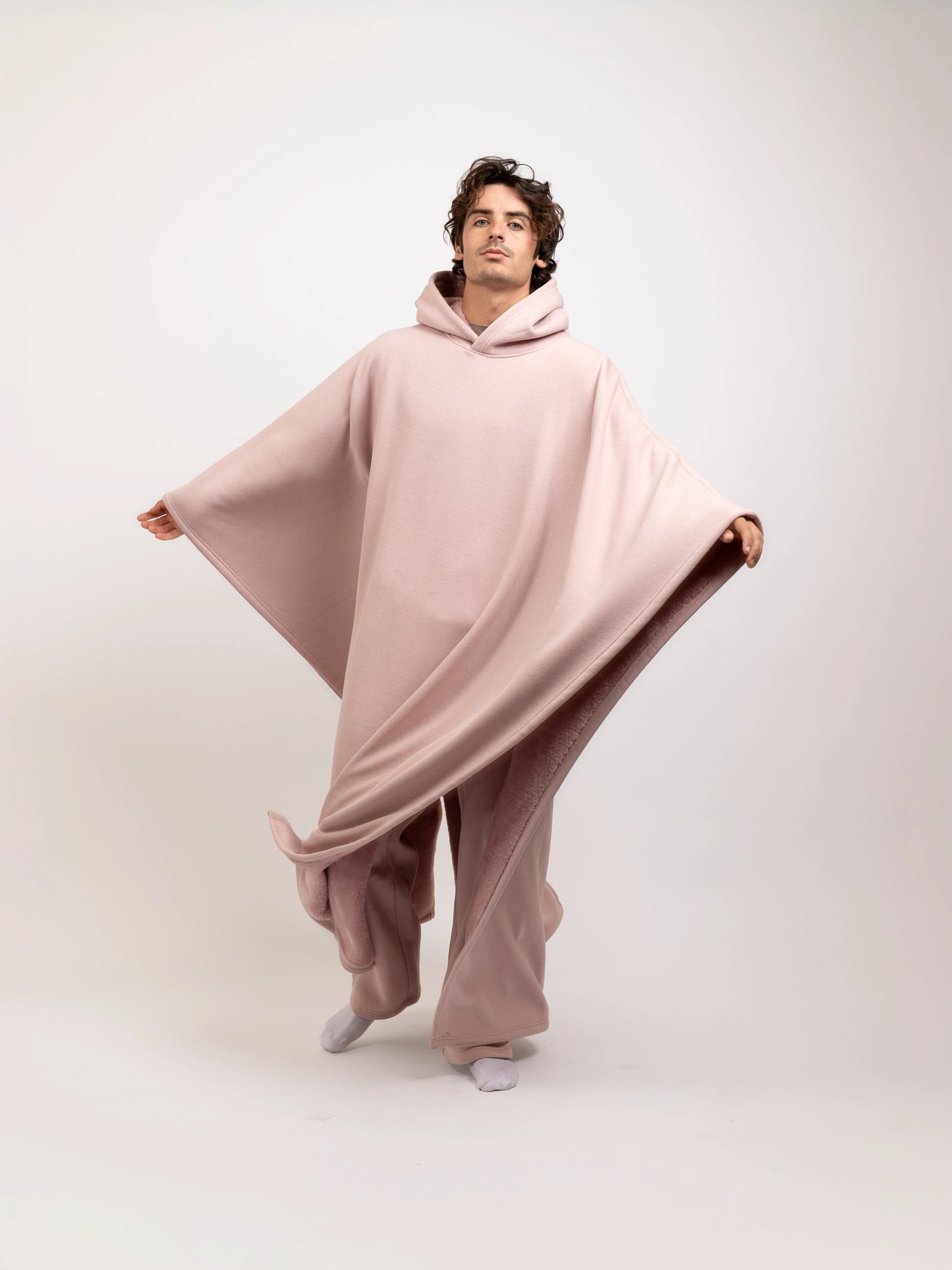 Cozy Hoodie Cloak-Starlight Blush