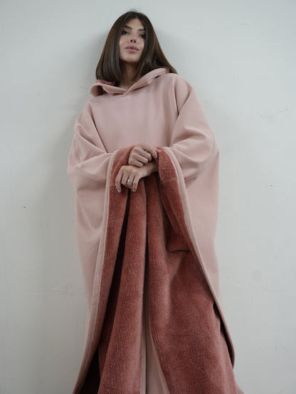 Cozy Hoodie Cloak-Starlight Blush