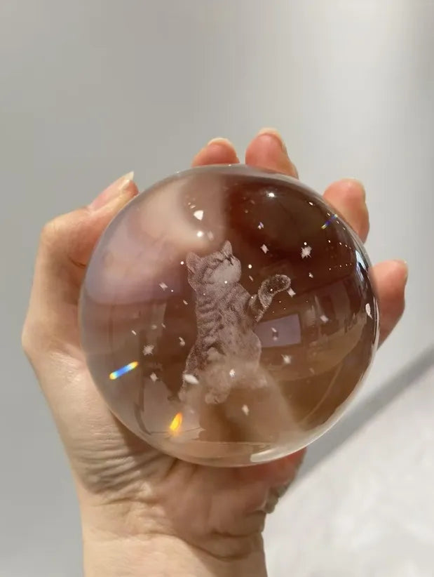 Personalized Pet Photo Crystal Ball Lamp – Custom 3D Laser Engraved Keepsake