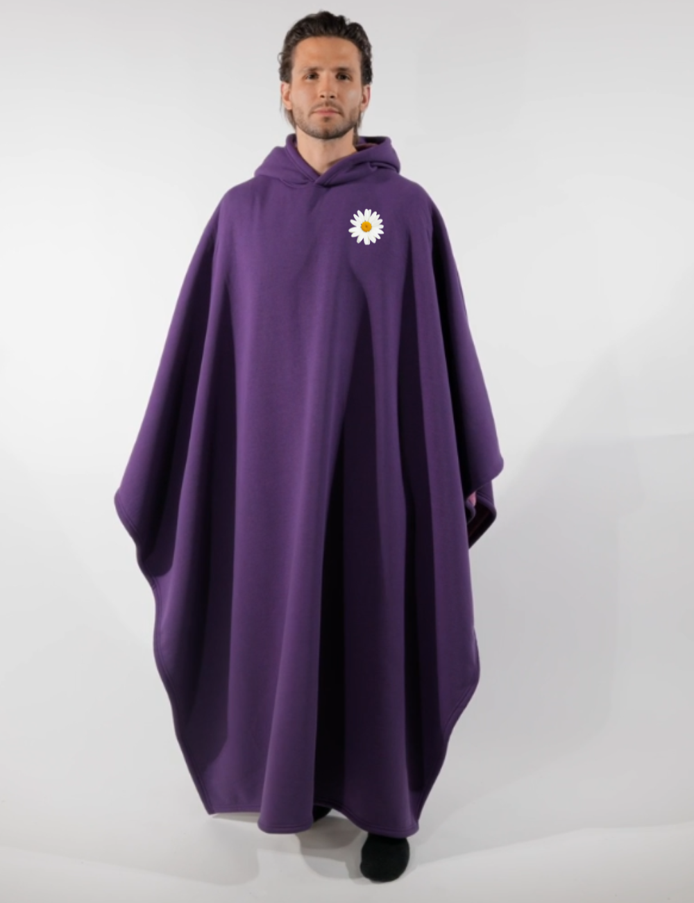 Cozy Warm SnugCloak-Midnight Plum-Daisy Print Style