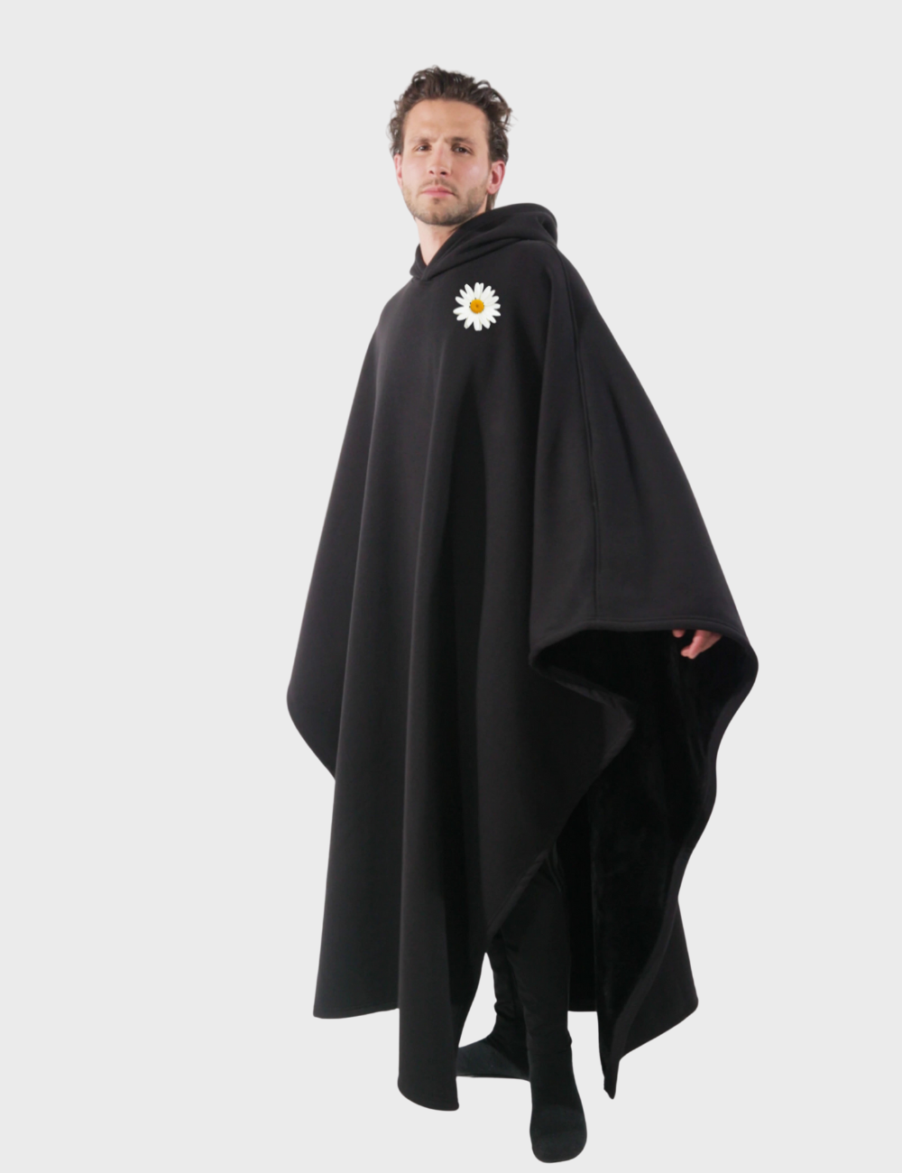 Cozy Warm SnugCloak-Obsidian Night-Daisy Print Style