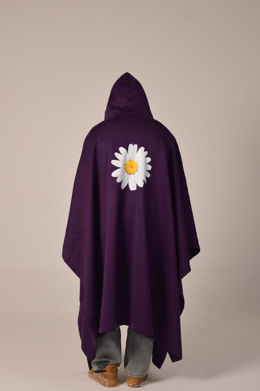 Cozy Warm SnugCloak-Midnight Plum-Daisy Print Style