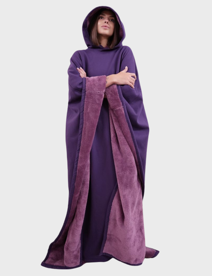 Cozy Hoodie Cloak-Midnight Plum