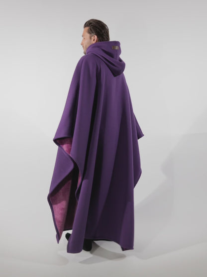 Cozy Hoodie Cloak-Midnight Plum